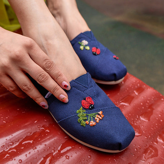 TOMS X Fizzy Goblet Zardozi Ladybird Navy Slip Ons-TOMS® India Official Site