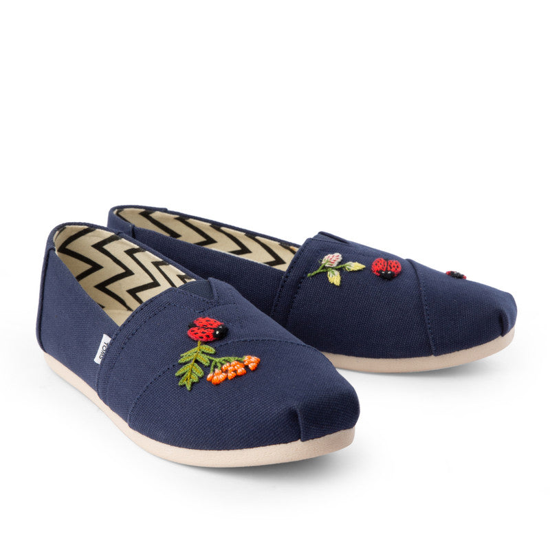 TOMS X Fizzy Goblet Zardozi Ladybird Navy Slip Ons-TOMS® India Official Site