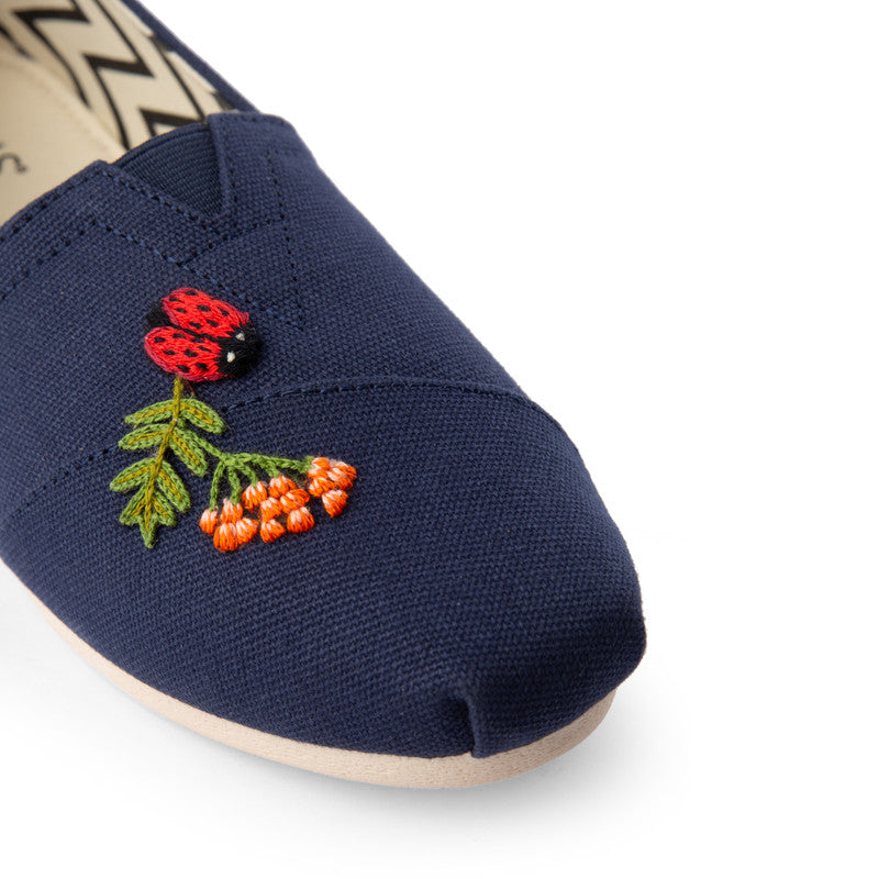 TOMS X Fizzy Goblet Zardozi Ladybird Navy Slip Ons-TOMS® India Official Site