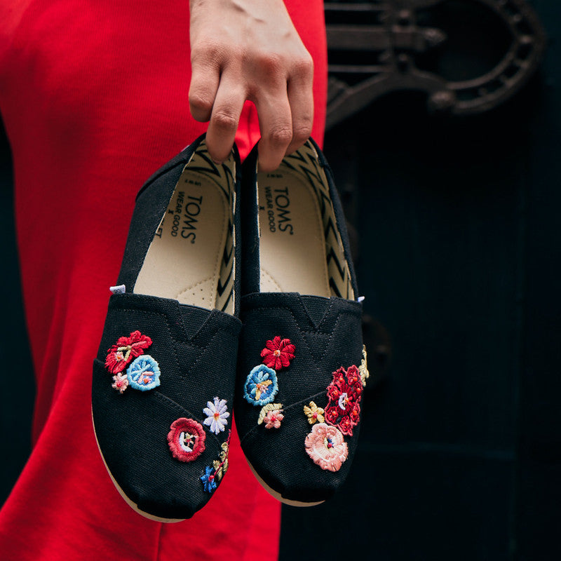 TOMS X Fizzy Goblet Resham Embroidered Midnight Garden Slip Ons-TOMS® India Official Site