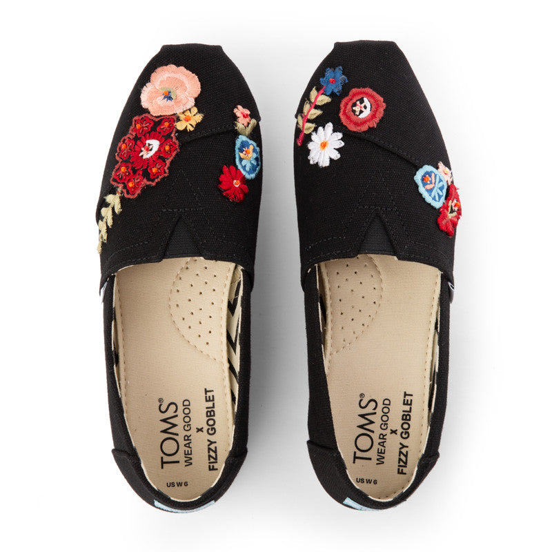 TOMS X Fizzy Goblet Resham Embroidered Midnight Garden Slip Ons-TOMS® India Official Site