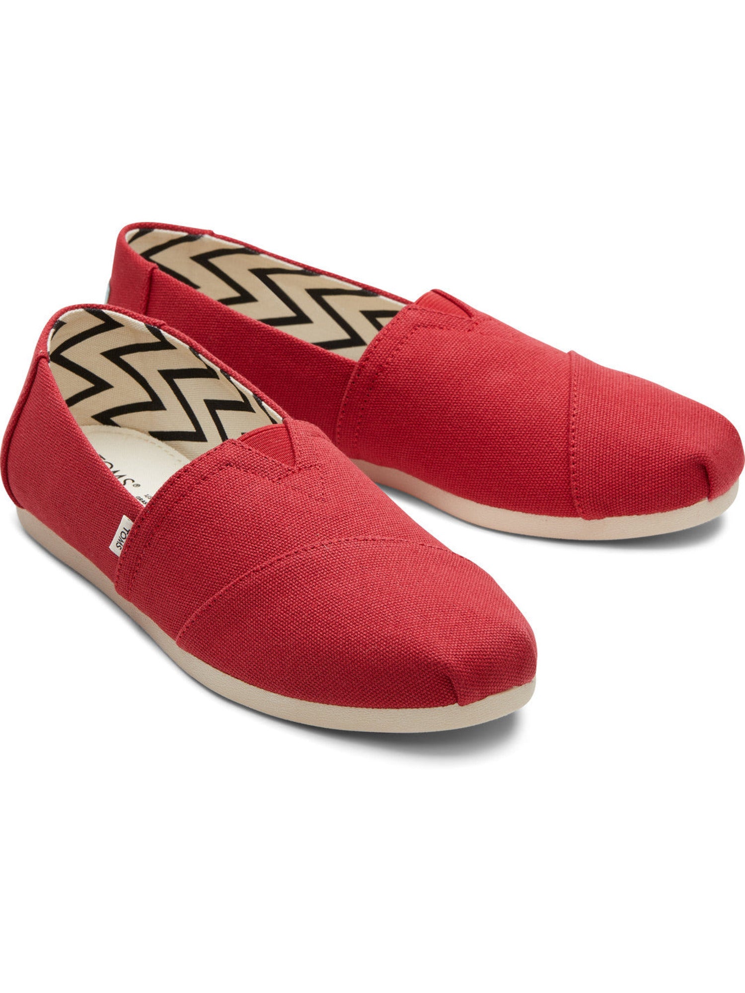 Iconic Alp Cotton Soft Red Canvas Slip Ons-TOMS® India Official Site