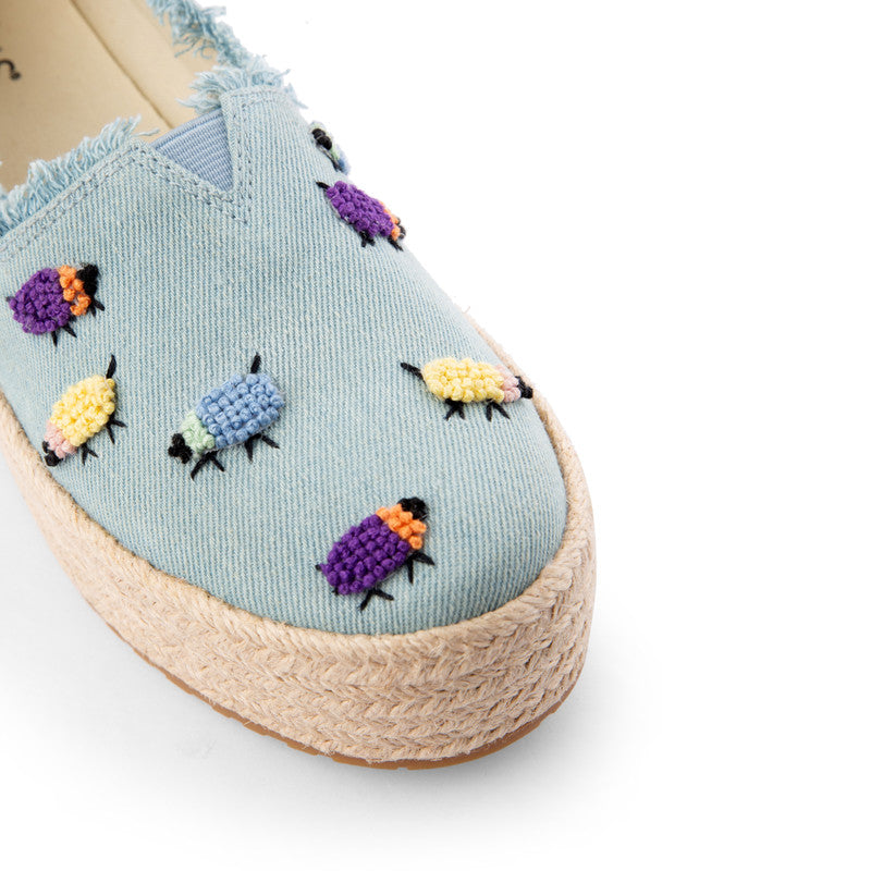 TOMS X Fizzy Goblet Knotted(Hand-embroidered) Sheep Blue Platform Espadrilles-TOMS® India Official Site