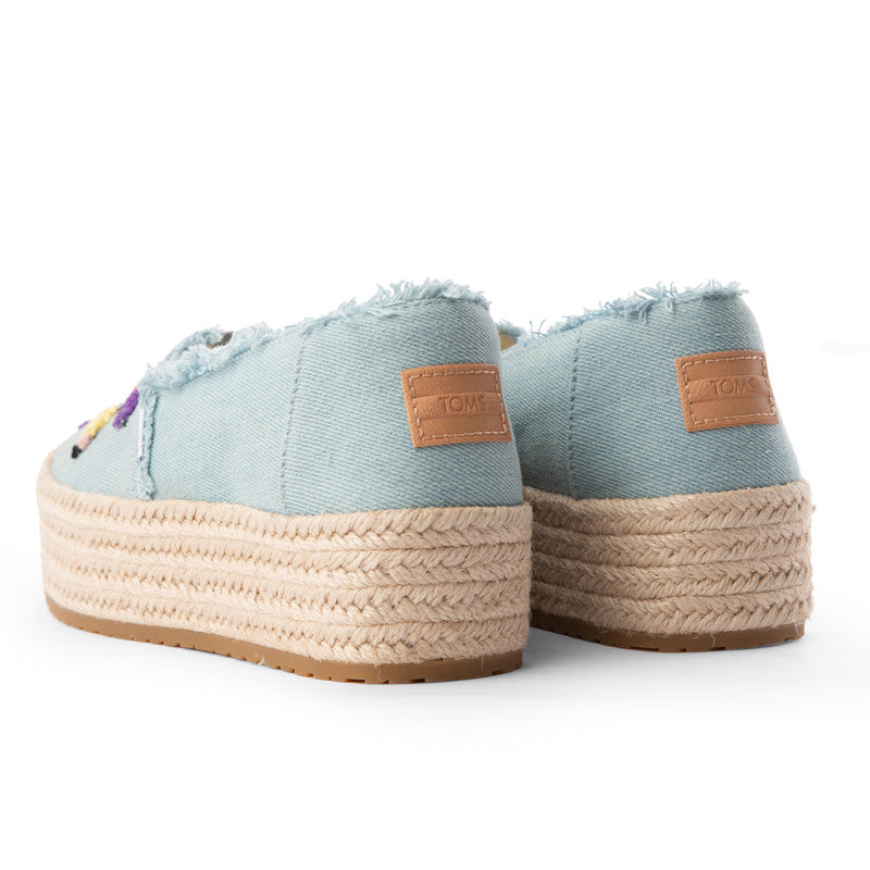 TOMS X Fizzy Goblet Knotted(Hand-embroidered) Sheep Blue Platform Espadrilles-TOMS® India Official Site