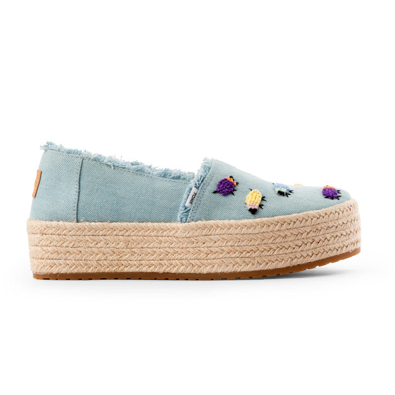 TOMS X Fizzy Goblet Knotted(Hand-embroidered) Sheep Blue Platform Espadrilles-TOMS® India Official Site