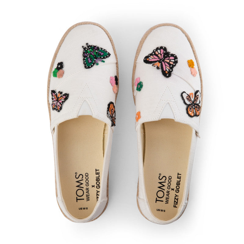 TOMS X Fizzy Goblet Satin Butterfly Sweetheart White Espadrilles-Shoes-TOMS® India Official Site