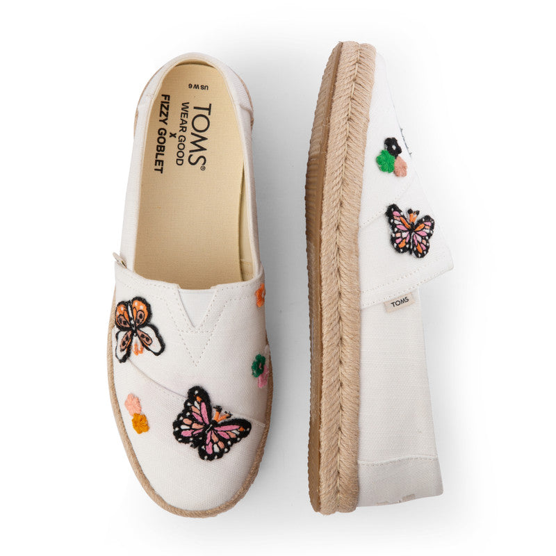 TOMS X Fizzy Goblet Satin Butterfly Sweetheart White Espadrilles-Shoes-TOMS® India Official Site