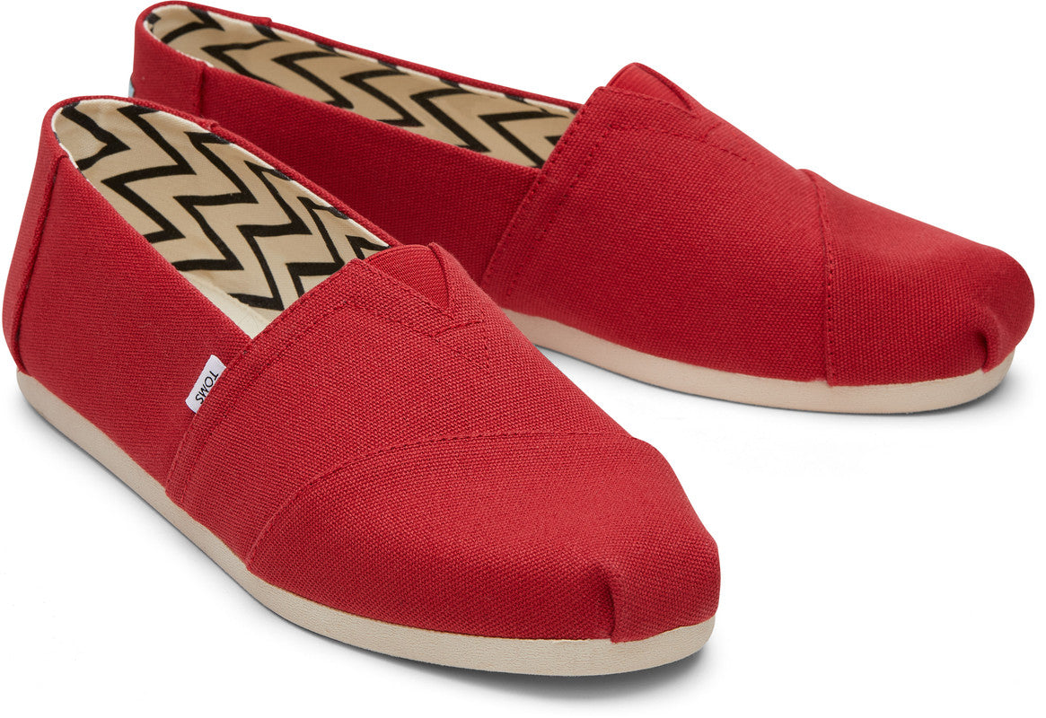 Iconic Alp Cotton Red Canvas Slip Ons-TOMS® India Official Site