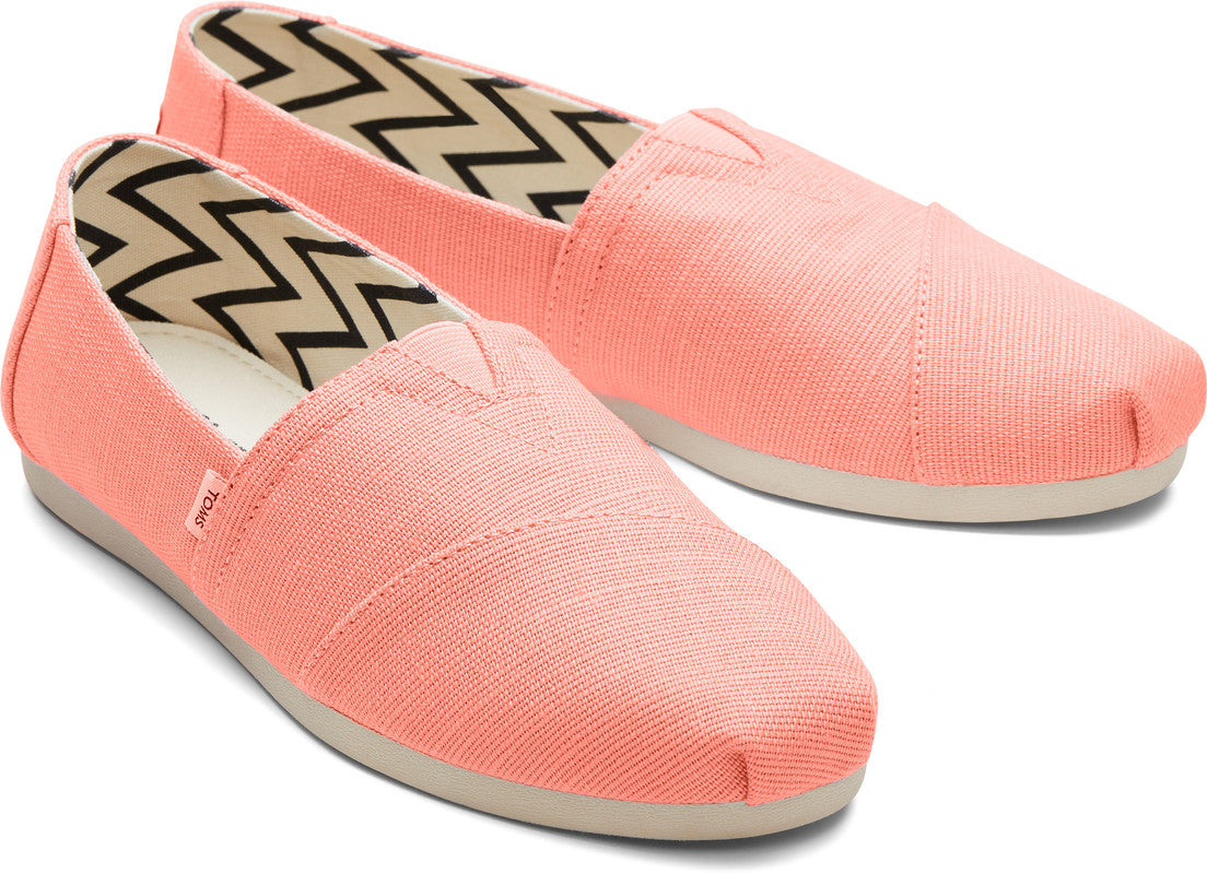 Iconic Alp Cotton Canvas Coral Pink Slip Ons-TOMS® India Official Site