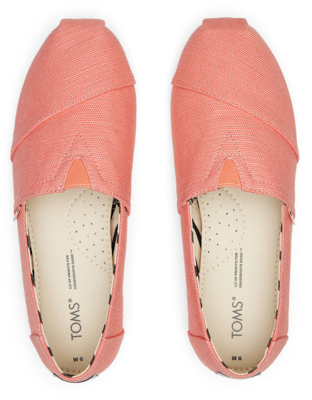 Iconic Alp Cotton Canvas Coral Pink Slip Ons-TOMS® India Official Site