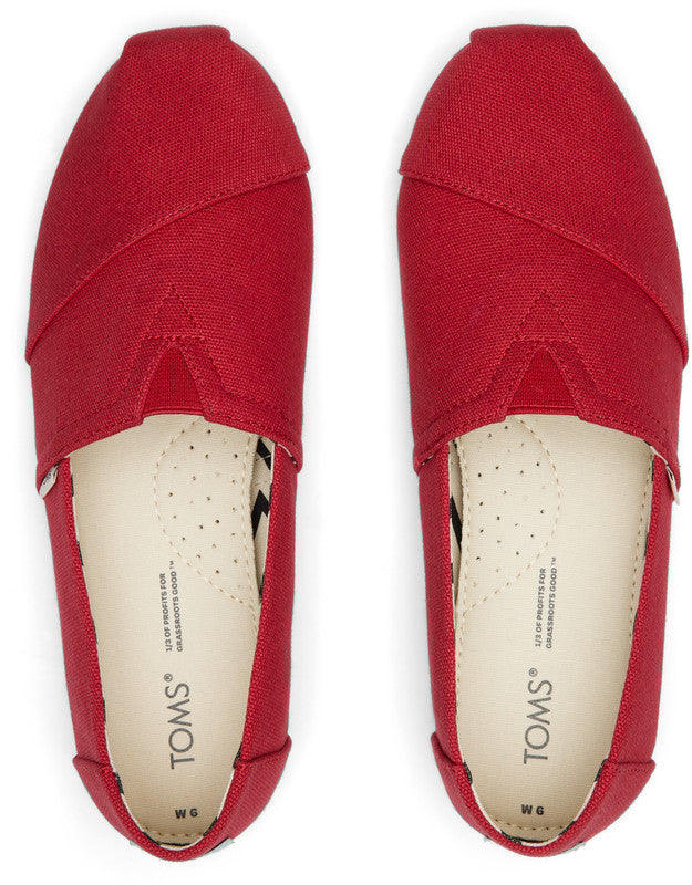 Iconic Alp Cotton Soft Red Canvas Slip Ons-TOMS® India Official Site