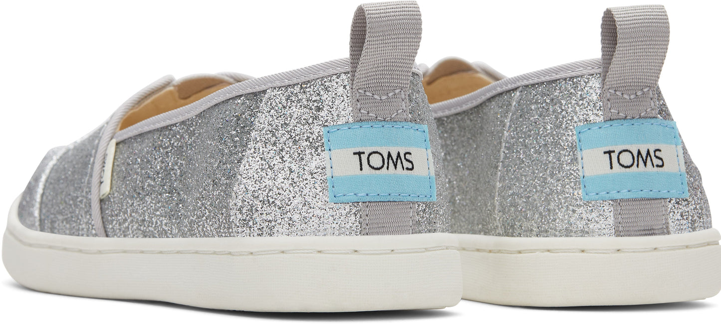 Alp Canvas Silver Glitter Slip Ons-TOMS® India Official Site