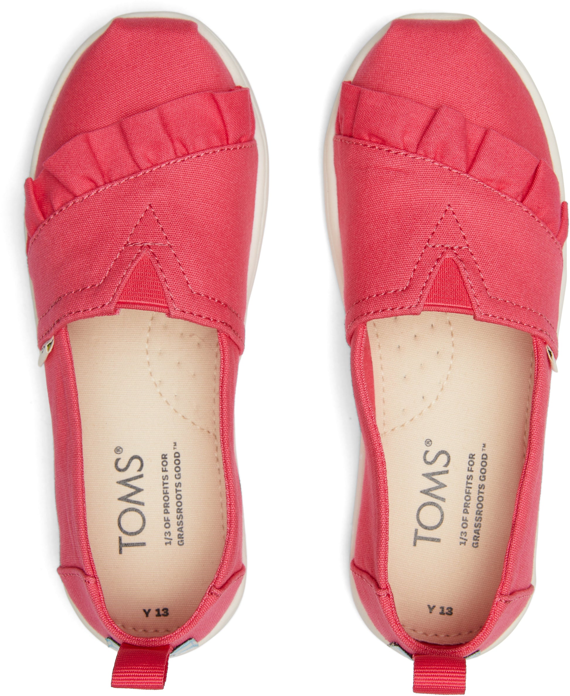 Alp Recycled Raspberry Canvas Ruffled Slip Ons-TOMS® India Official Site