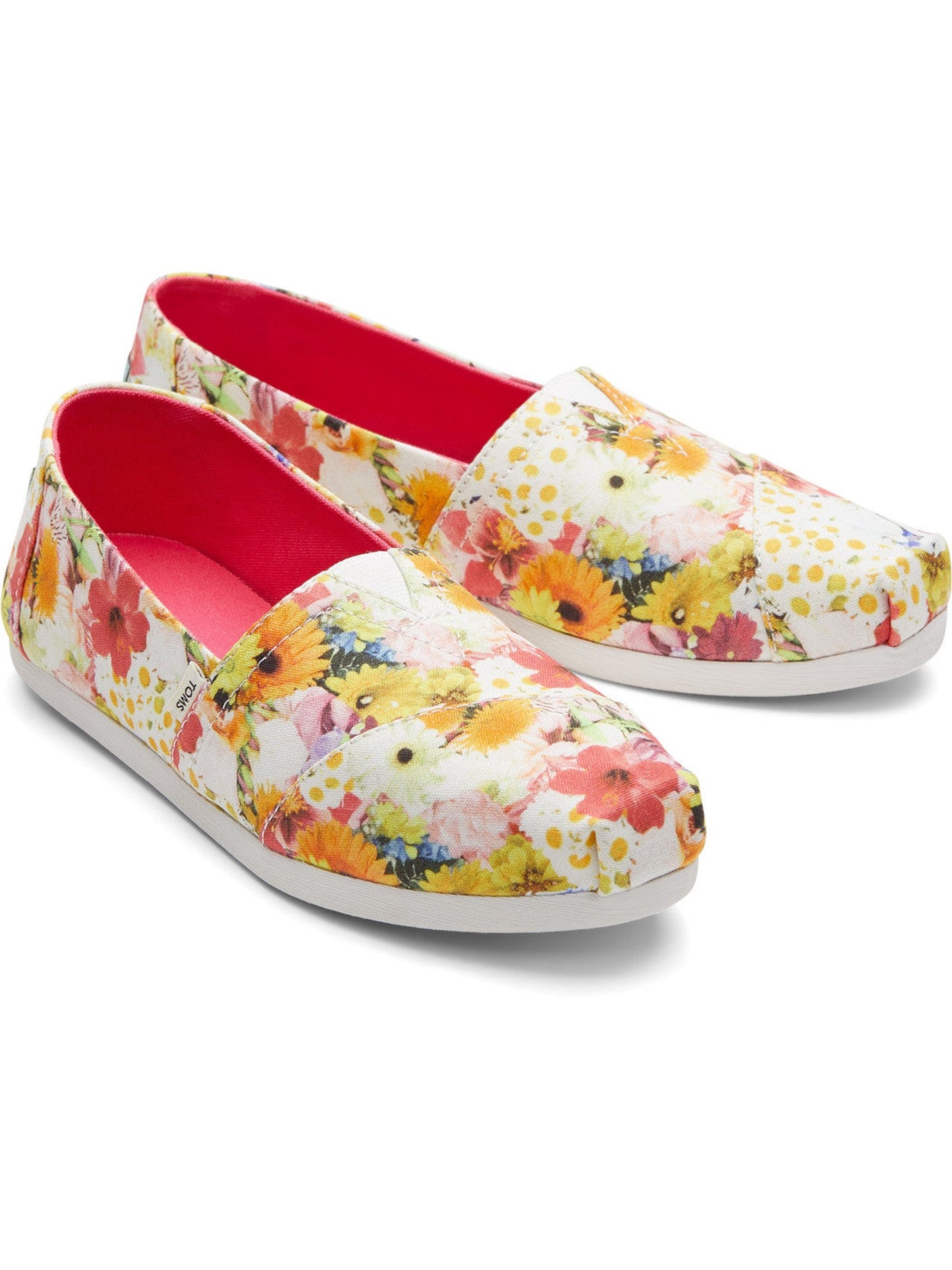 Floral Print Lightweight White Slip Ons-TOMS® India Official Site