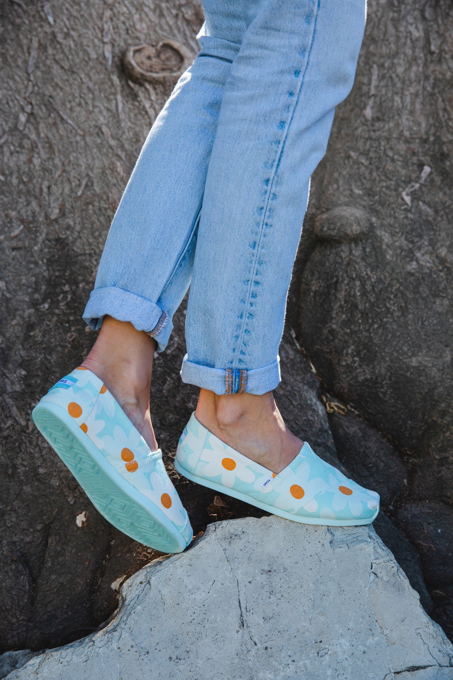 Floral Print Lightweight Blue Slip Ons-TOMS® India Official Site