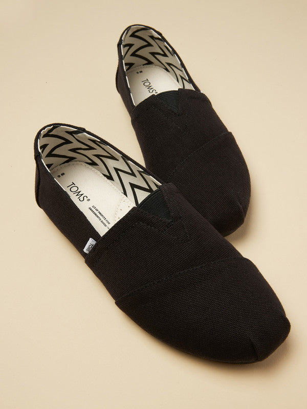 Recycled Cotton Black Slip Ons-TOMS® India Official Site