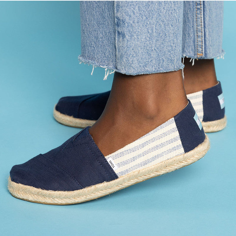 Navy Stripe Sustainable Espadrilles-TOMS® India Official Site