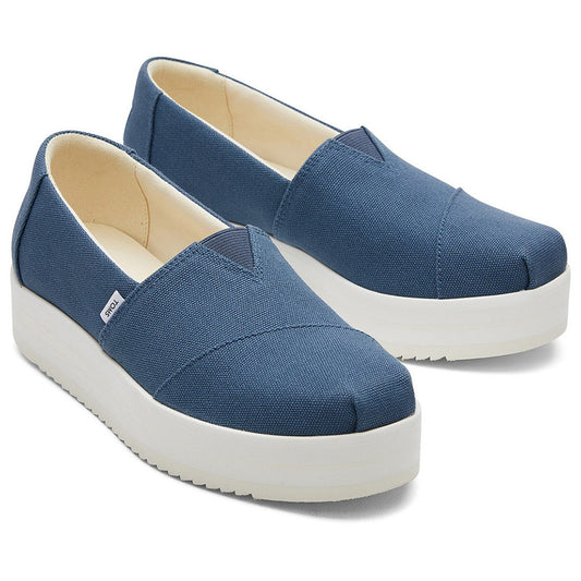 Canvas Platform Blue Shoes-TOMS® India Official Site