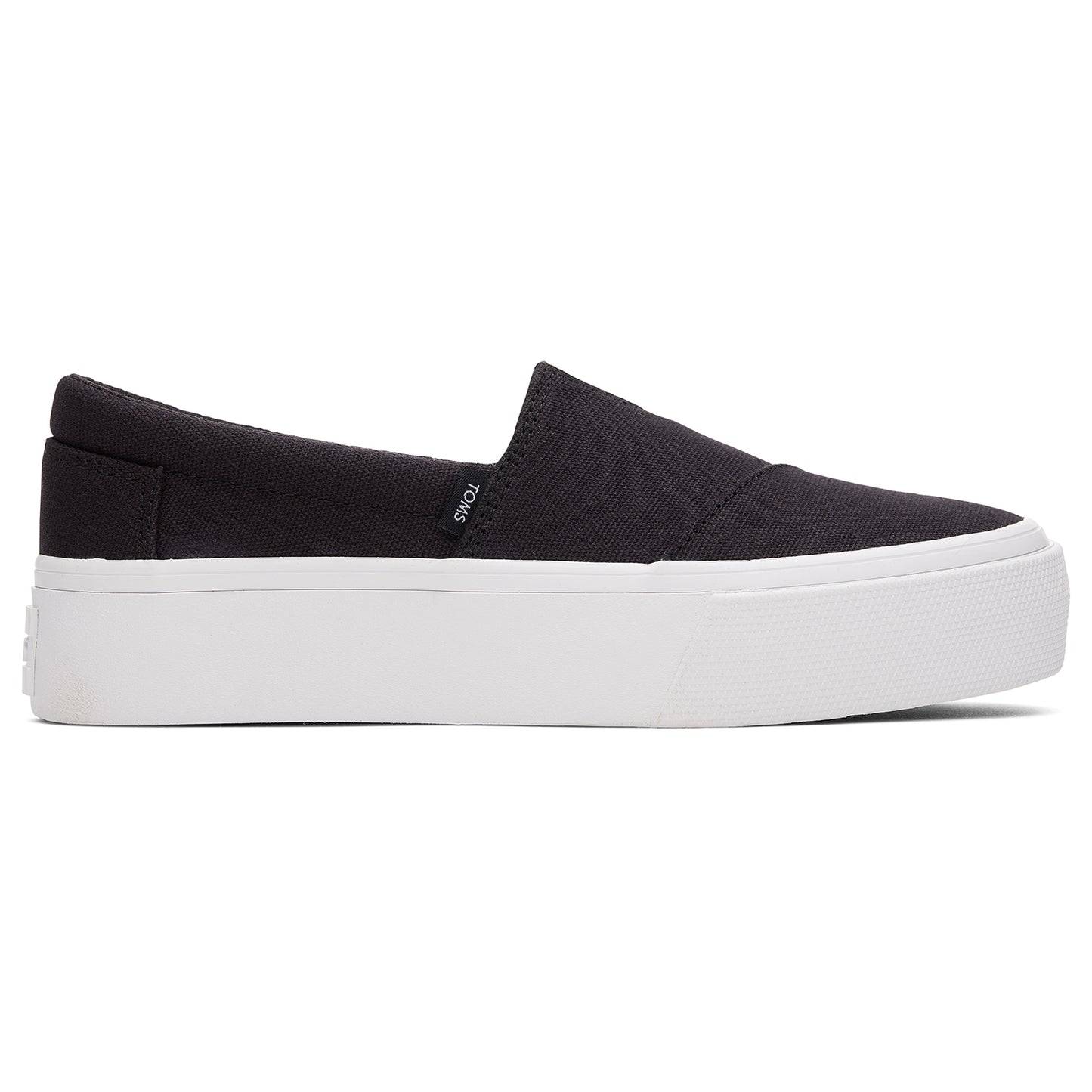 Fenix Black Canvas Platform Slip Ons-TOMS® India Official Site