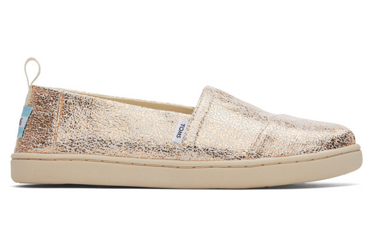 Alp Canvas Gold Crackle Slip Ons-TOMS® India Official Site