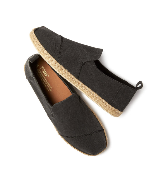 Black Recycled Cotton Canvas Espadrilles-TOMS® India Official Site