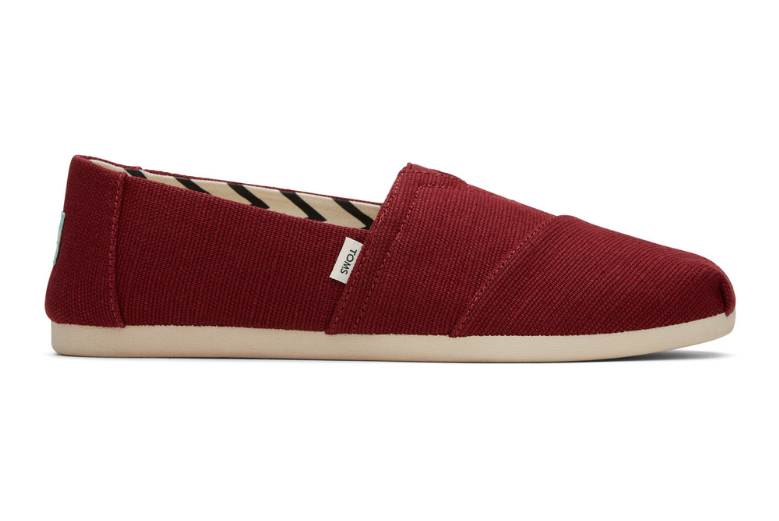 Iconic Alp Cotton Canvas Deep Red Slip Ons-TOMS® India Official Site