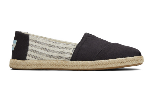 Deep Black Stripe Sustainable Espadrilles-TOMS® India Official Site