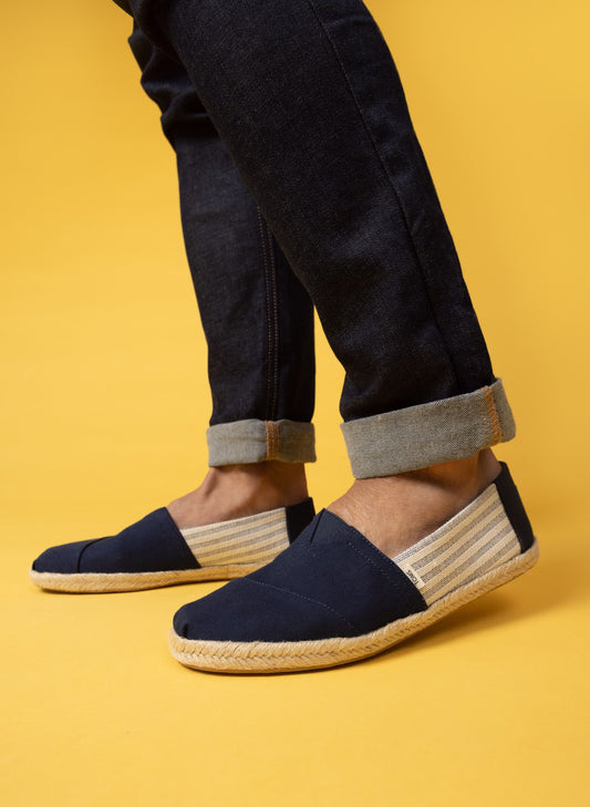 Deep Navy Stripe Sustainable Espadrilles-TOMS® India Official Site