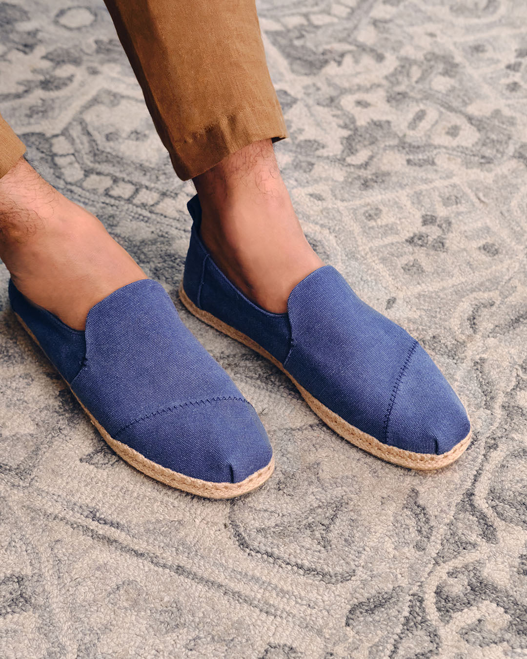 Navy Recycled Cotton Canvas Espadrilles-TOMS® India Official Site